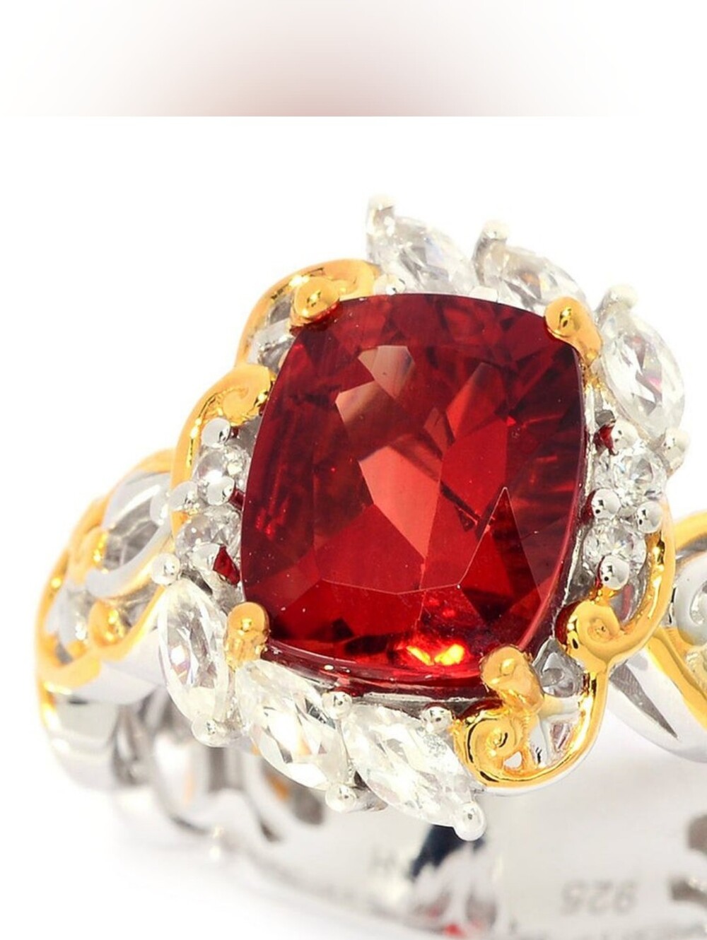 Gems En Vogue Andesine & White Zircon 24K Palladium Sterling Silver Ring Size 5! - Picture 2 of 8